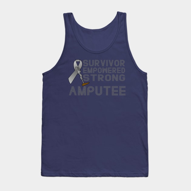 Survivor, Empowered, Strong Amputee Ribbon Tank Top by AlondraHanley